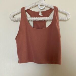 Pact On The Go-To Rib Crop Tank in Pink Sand Size XL